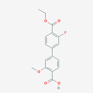 molecular formula C17H15FO5 B6410575 4-[4-(Ethoxycarbonyl)-3-fluorophenyl]-2-methoxybenzoic acid, 95% CAS No. 1261939-54-1
