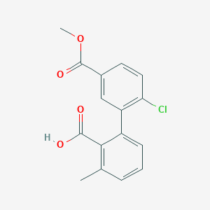 molecular formula C16H13ClO4 B6410593 2-(2-Chloro-5-methoxycarbonylphenyl)-6-methylbenzoic acid, 95% CAS No. 1261989-52-9