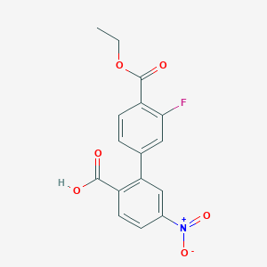 molecular formula C16H12FNO6 B6410597 2-[4-(Ethoxycarbonyl)-3-fluorophenyl]-4-nitrobenzoic acid, 95% CAS No. 1261985-62-9
