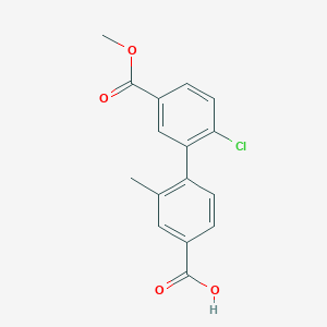 molecular formula C16H13ClO4 B6410605 4-(2-Chloro-5-methoxycarbonylphenyl)-3-methylbenzoic acid, 95% CAS No. 1261914-89-9