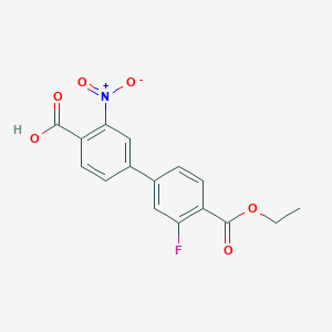 4-[4-(Ethoxycarbonyl)-3-fluorophenyl]-2-nitrobenzoic acid, 95%