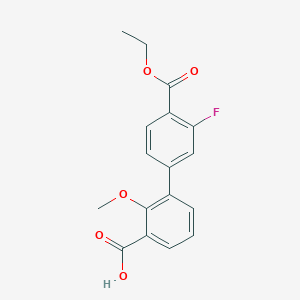 molecular formula C17H15FO5 B6410619 3-[4-(Ethoxycarbonyl)-3-fluorophenyl]-2-methoxybenzoic acid, 95% CAS No. 1261989-22-3
