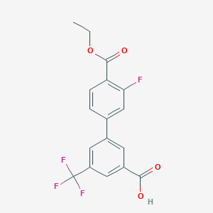 3-[4-(Ethoxycarbonyl)-3-fluorophenyl]-5-trifluoromethylbenzoic acid, 95%