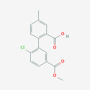 molecular formula C16H13ClO4 B6410631 2-(2-Chloro-5-methoxycarbonylphenyl)-5-methylbenzoic acid, 95% CAS No. 1261967-35-4