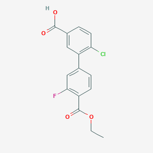molecular formula C16H12ClFO4 B6410642 4-Chloro-3-[4-(ethoxycarbonyl)-3-fluorophenyl]benzoic acid, 95% CAS No. 1261985-44-7