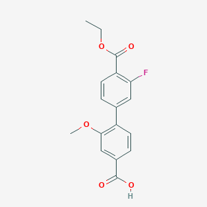 molecular formula C17H15FO5 B6410644 4-[4-(Ethoxycarbonyl)-3-fluorophenyl]-3-methoxybenzoic acid, 95% CAS No. 1261917-11-6