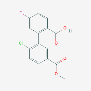 molecular formula C15H10ClFO4 B6410653 2-(2-Chloro-5-methoxycarbonylphenyl)-4-fluorobenzoic acid, 95% CAS No. 1261989-63-2