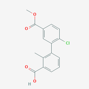 molecular formula C16H13ClO4 B6410668 3-(2-Chloro-5-methoxycarbonylphenyl)-2-methylbenzoic acid, 95% CAS No. 1261939-58-5