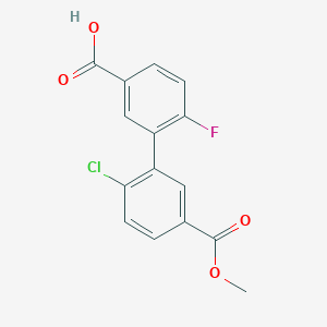 molecular formula C15H10ClFO4 B6410675 3-(2-Chloro-5-methoxycarbonylphenyl)-4-fluorobenzoic acid, 95% CAS No. 1261939-73-4