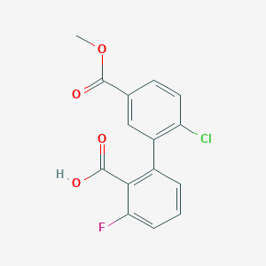 molecular formula C15H10ClFO4 B6410679 2-(2-Chloro-5-methoxycarbonylphenyl)-6-fluorobenzoic acid, 95% CAS No. 1262006-07-4