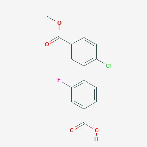 molecular formula C15H10ClFO4 B6410682 4-(2-Chloro-5-methoxycarbonylphenyl)-3-fluorobenzoic acid, 95% CAS No. 1261967-61-6