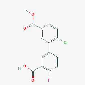 molecular formula C15H10ClFO4 B6410684 5-(2-Chloro-5-methoxycarbonylphenyl)-2-fluorobenzoic acid, 95% CAS No. 1261899-81-3