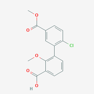 molecular formula C16H13ClO5 B6410691 3-(2-Chloro-5-methoxycarbonylphenyl)-2-methoxybenzoic acid, 95% CAS No. 1261978-24-8