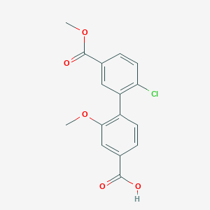 molecular formula C16H13ClO5 B6410693 4-(2-Chloro-5-methoxycarbonylphenyl)-3-methoxybenzoic acid, 95% CAS No. 1261968-06-2
