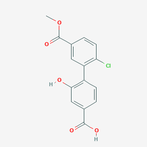 molecular formula C15H11ClO5 B6410697 4-(2-Chloro-5-methoxycarbonylphenyl)-3-hydroxybenzoic acid, 95% CAS No. 1261939-62-1