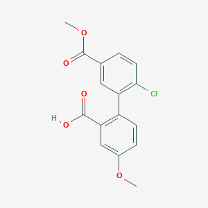 molecular formula C16H13ClO5 B6410702 2-(2-Chloro-5-methoxycarbonylphenyl)-5-methoxybenzoic acid, 95% CAS No. 1261917-20-7