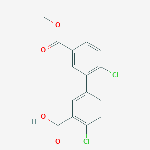 molecular formula C15H10Cl2O4 B6410714 2-Chloro-5-(2-chloro-5-methoxycarbonylphenyl)benzoic acid, 95% CAS No. 1261940-02-6