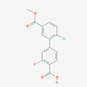 molecular formula C15H10ClFO4 B6410716 4-(2-Chloro-5-methoxycarbonylphenyl)-2-fluorobenzoic acid, 95% CAS No. 1261939-78-9
