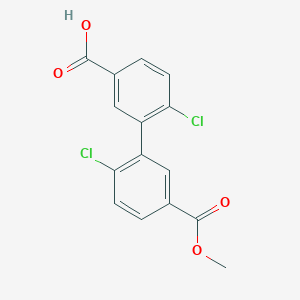 molecular formula C15H10Cl2O4 B6410724 4-Chloro-3-(2-chloro-5-methoxycarbonylphenyl)benzoic acid, 95% CAS No. 1261935-33-4