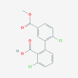 molecular formula C15H10Cl2O4 B6410727 6-Chloro-2-(2-chloro-5-methoxycarbonylphenyl)benzoic acid, 95% CAS No. 1261940-04-8