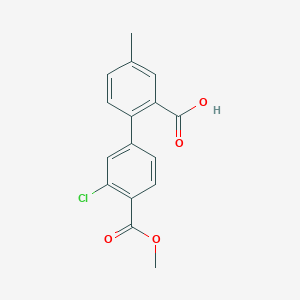 molecular formula C16H13ClO4 B6410745 2-(3-Chloro-4-methoxycarbonylphenyl)-5-methylbenzoic acid, 95% CAS No. 1261899-90-4