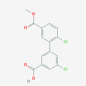 molecular formula C15H10Cl2O4 B6410752 5-Chloro-3-(2-chloro-5-methoxycarbonylphenyl)benzoic acid, 95% CAS No. 1261893-87-1