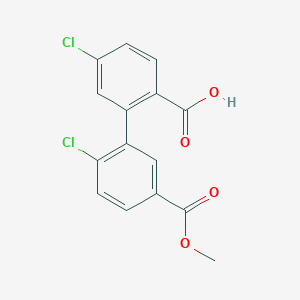 molecular formula C15H10Cl2O4 B6410766 4-Chloro-2-(2-chloro-5-methoxycarbonylphenyl)benzoic acid, 95% CAS No. 1261955-83-2