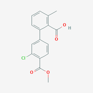 molecular formula C16H13ClO4 B6410779 2-(3-Chloro-4-methoxycarbonylphenyl)-6-methylbenzoic acid, 95% CAS No. 1261935-39-0