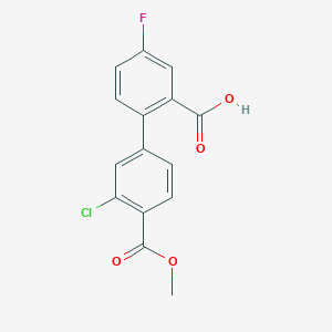 molecular formula C15H10ClFO4 B6410785 2-(3-Chloro-4-methoxycarbonylphenyl)-5-fluorobenzoic acid, 95% CAS No. 1261986-05-3