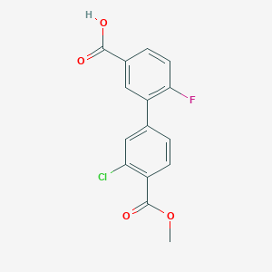 molecular formula C15H10ClFO4 B6410795 3-(3-Chloro-4-methoxycarbonylphenyl)-4-fluorobenzoic acid, 95% CAS No. 1261986-24-6