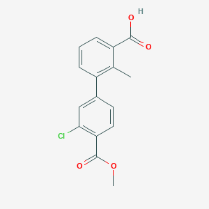 molecular formula C16H13ClO4 B6410797 3-(3-Chloro-4-methoxycarbonylphenyl)-2-methylbenzoic acid, 95% CAS No. 1261978-27-1
