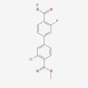 molecular formula C15H10ClFO4 B6410806 4-(3-Chloro-4-methoxycarbonylphenyl)-2-fluorobenzoic acid, 95% CAS No. 1261935-55-0