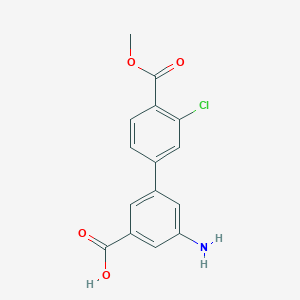 molecular formula C15H12ClNO4 B6410813 3-Amino-5-(3-chloro-4-methoxycarbonylphenyl)benzoic acid, 95% CAS No. 1261940-15-1
