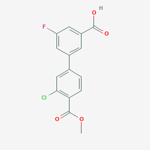 molecular formula C15H10ClFO4 B6410820 3-(3-Chloro-4-methoxycarbonylphenyl)-5-fluorobenzoic acid, 95% CAS No. 1261940-27-5