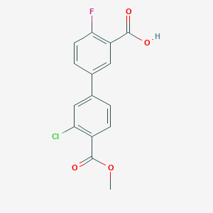 molecular formula C15H10ClFO4 B6410828 5-(3-Chloro-4-methoxycarbonylphenyl)-2-fluorobenzoic acid, 95% CAS No. 1261940-21-9