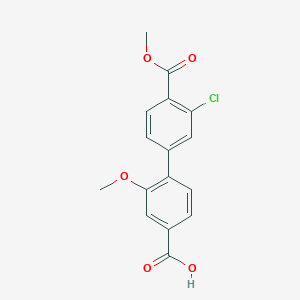 molecular formula C16H13ClO5 B6410829 4-(3-Chloro-4-methoxycarbonylphenyl)-3-methoxybenzoic acid, 95% CAS No. 1261978-34-0