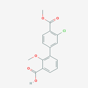 molecular formula C16H13ClO5 B6410831 3-(3-Chloro-4-methoxycarbonylphenyl)-2-methoxybenzoic acid, 95% CAS No. 1261910-03-5