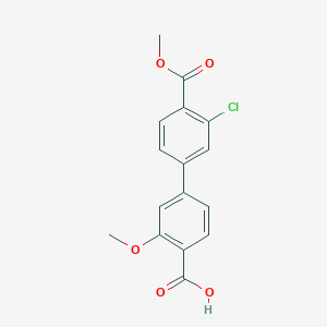 molecular formula C16H13ClO5 B6410837 4-(3-Chloro-4-methoxycarbonylphenyl)-2-methoxybenzoic acid, 95% CAS No. 1261940-32-2