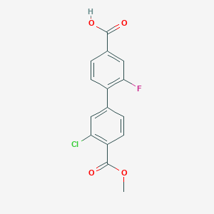 molecular formula C15H10ClFO4 B6410845 4-(3-Chloro-4-methoxycarbonylphenyl)-3-fluorobenzoic acid, 95% CAS No. 1261986-26-8
