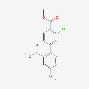 molecular formula C16H13ClO5 B6410859 2-(3-Chloro-4-methoxycarbonylphenyl)-5-methoxybenzoic acid, 95% CAS No. 1261978-41-9
