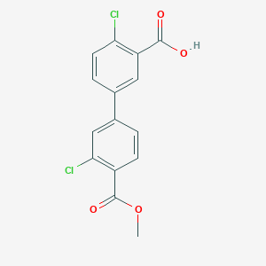 2-Chloro-5-(3-chloro-4-methoxycarbonylphenyl)benzoic acid, 95%