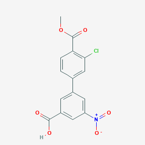 molecular formula C15H10ClNO6 B6410874 3-(3-Chloro-4-methoxycarbonylphenyl)-5-nitrobenzoic acid, 95% CAS No. 1261940-59-3