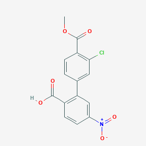 molecular formula C15H10ClNO6 B6410887 2-(3-Chloro-4-methoxycarbonylphenyl)-4-nitrobenzoic acid, 95% CAS No. 1261986-39-3