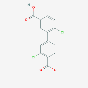 molecular formula C15H10Cl2O4 B6410888 4-Chloro-3-(3-chloro-4-methoxycarbonylphenyl)benzoic acid, 95% CAS No. 1261940-51-5