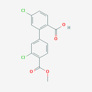 molecular formula C15H10Cl2O4 B6410895 4-Chloro-2-(3-chloro-4-methoxycarbonylphenyl)benzoic acid, 95% CAS No. 1261989-69-8