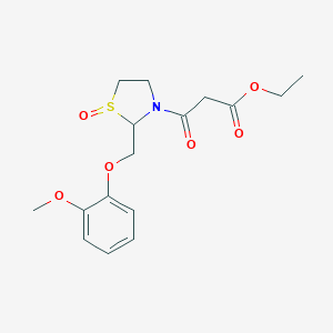 molecular formula C16H21NO6S B064109 Ethyl 2-((2-methoxyphenoxy)methyl)-beta-oxo-3-thiazolidinepropanoate 1-oxide CAS No. 161364-66-5