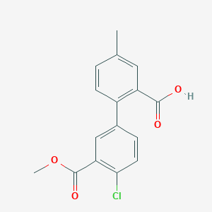 molecular formula C16H13ClO4 B6410908 2-(4-Chloro-3-methoxycarbonylphenyl)-5-methylbenzoic acid, 95% CAS No. 1261910-14-8