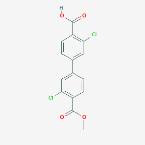 molecular formula C15H10Cl2O4 B6410927 2-Chloro-4-(3-chloro-4-methoxycarbonylphenyl)benzoic acid, 95% CAS No. 1261915-66-5