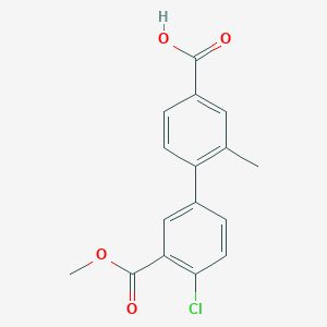 molecular formula C16H13ClO4 B6410938 4-(4-Chloro-3-methoxycarbonylphenyl)-3-methylbenzoic acid, 95% CAS No. 1261915-93-8
