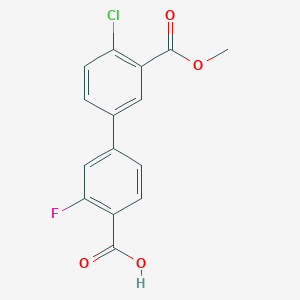 molecular formula C15H10ClFO4 B6410939 4-(4-Chloro-3-methoxycarbonylphenyl)-2-fluorobenzoic acid, 95% CAS No. 1261935-73-2
